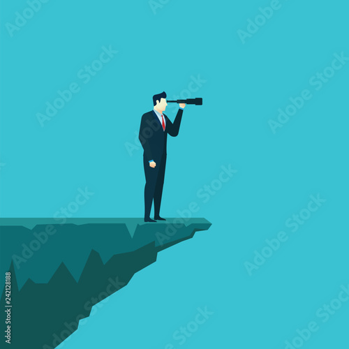 business man concept illustration hold telescope