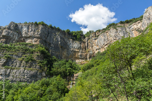 Landscape with Waterfall Skaklya near villages of Zasele and Bov at Vazov trail, Balkan Mountains, Bulgaria