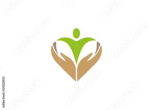 Hands care human health and nature