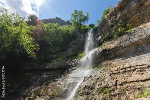 Landscape with Waterfall Skaklya near villages of Zasele and Bov at Vazov trail  Balkan Mountains  Bulgaria