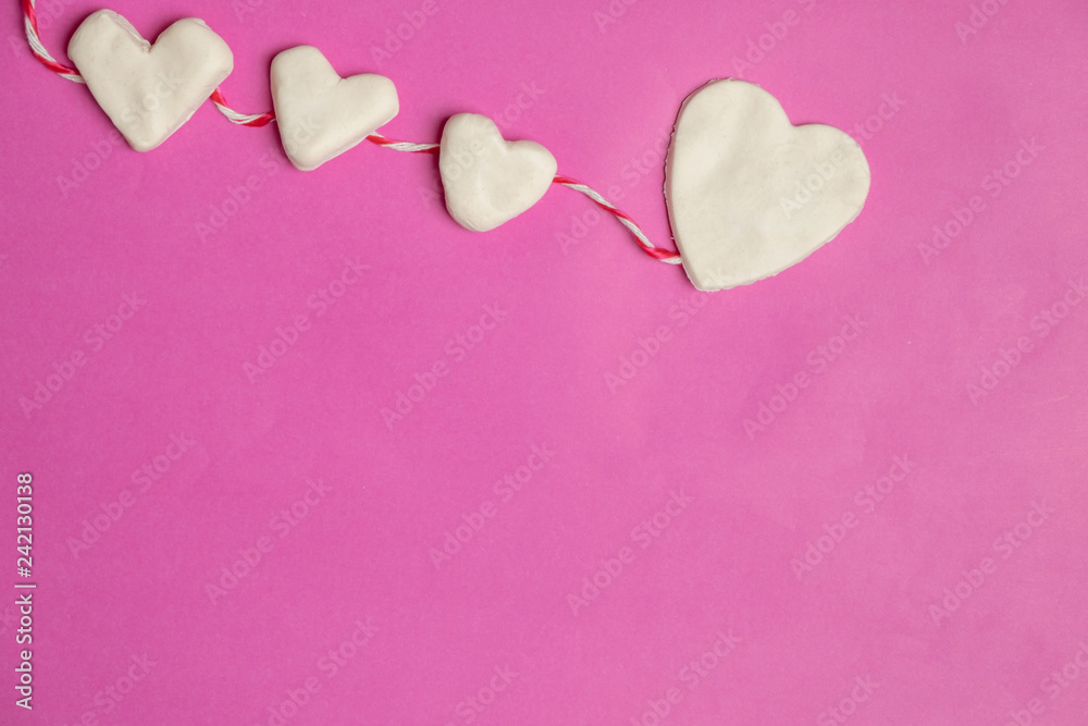 Big 2 hearts on pink background with space for text, Love icon, valentine's day, relationships concept