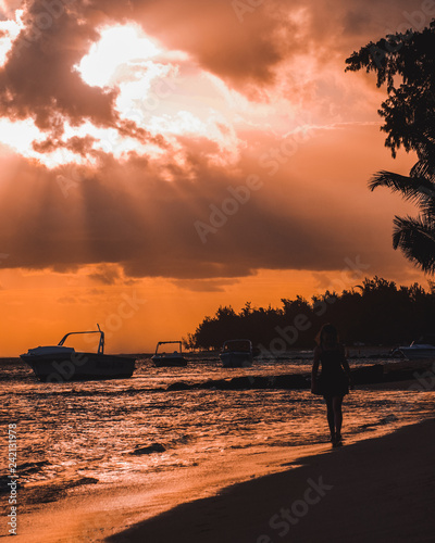 Sunset walk along the Indian Ocean