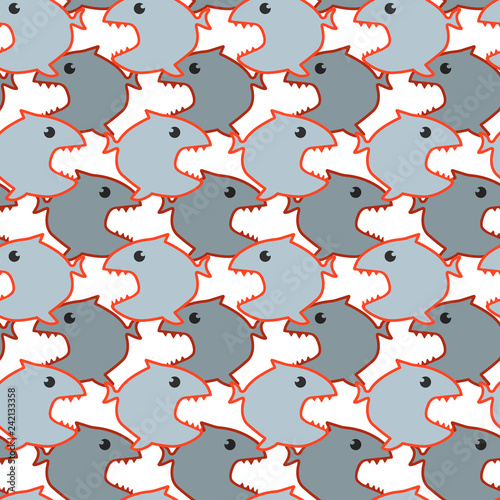 Vector seamless pattern with abstract fishes on an isolated white background. Vector illustration for greeting card or poster.