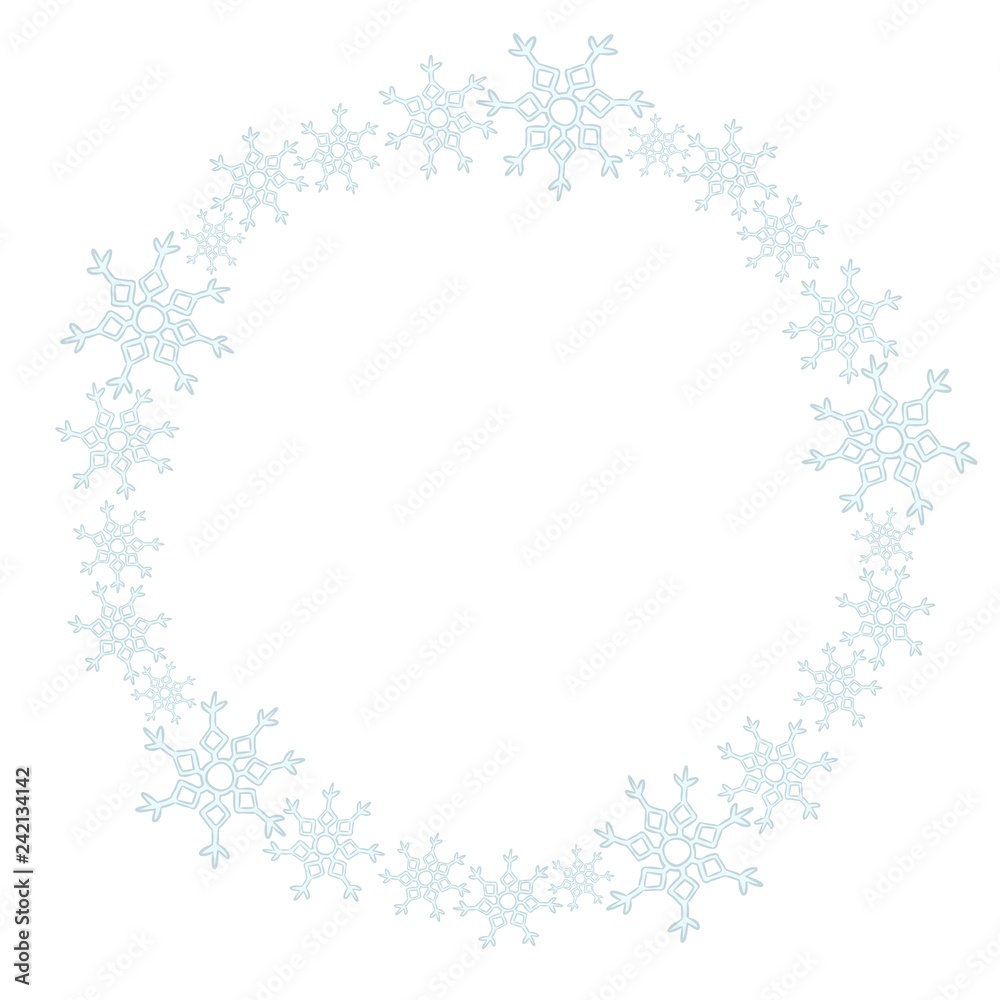 Snowflakes wreath ornament. Winter vector isolated decoration