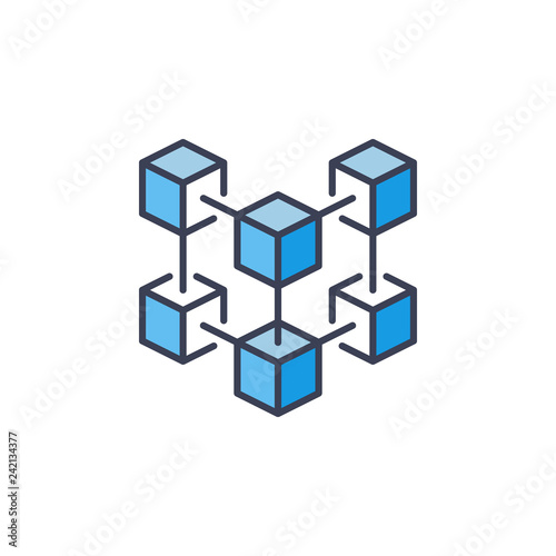 Fototapeta Naklejka Na Ścianę i Meble -  Blockchain technology vector creative blue icon or logo element on white background