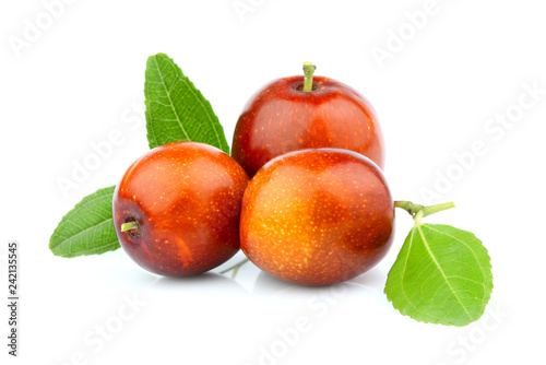 Obraz na płótnie Jujube (Ziziphus) fruits with leaves.