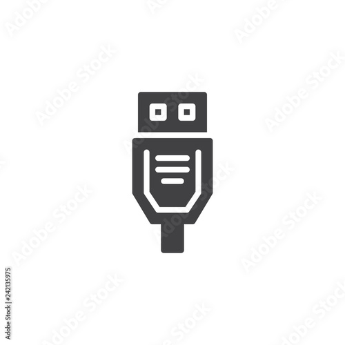USB cable vector icon. filled flat sign for mobile concept and web design. usb connector cord simple solid icon. Symbol, logo illustration. Pixel perfect vector graphics