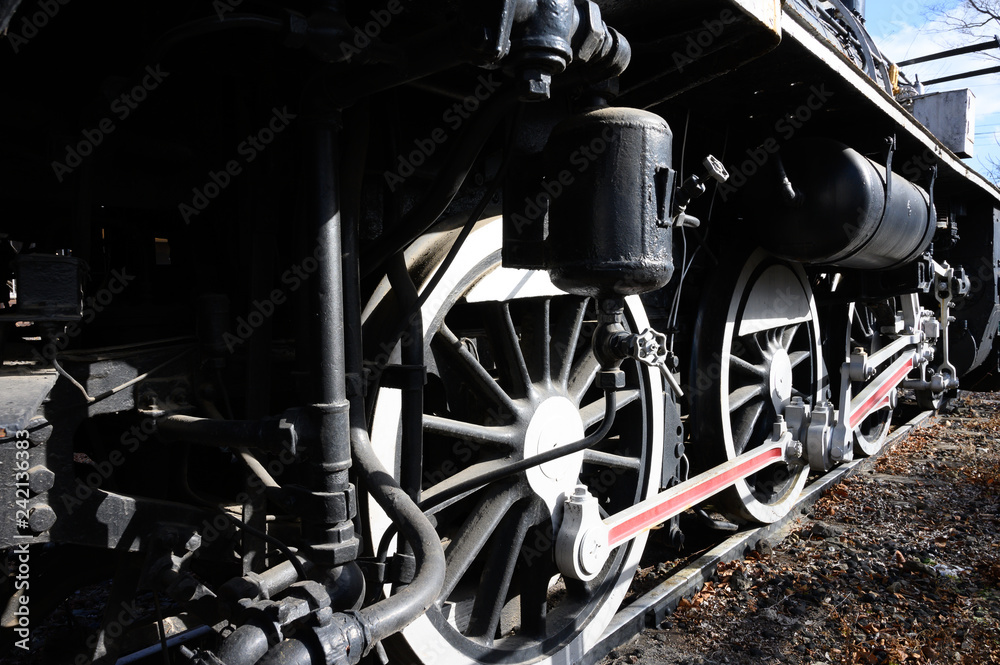 Obraz premium 蒸気機関車の動輪