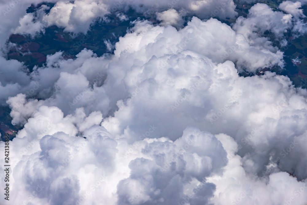 Flying above a dense layer of white clouds. Great and beautiful clouds. Flying above a dense layer of white clouds. Great and beautiful clouds.