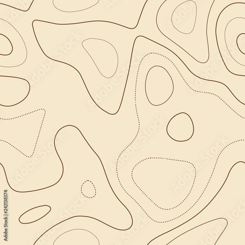 Contour lines. Admirable topographic map. Seamless design, captivating tileable isolines pattern. Vector illustration.