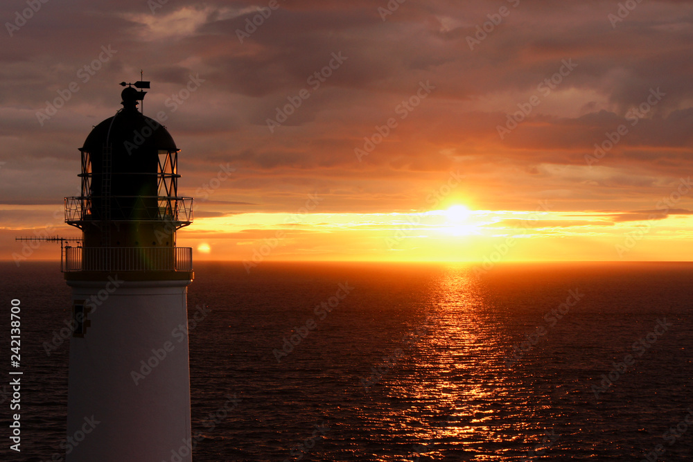 Lighthouse at sunset in Scotland