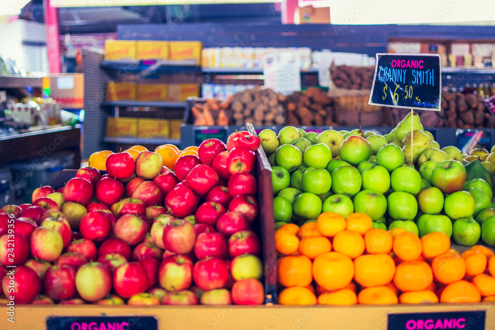 Displayed fruits in the market. Queen Victoria Market, Melbourne