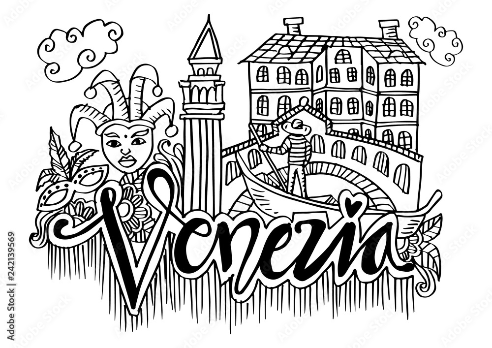 Hand Drawn Symbols Of Venezia