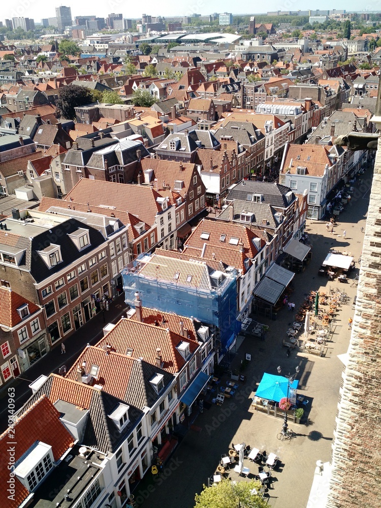 Delft, Netherlands - July 14 2018: Aerial view of the city