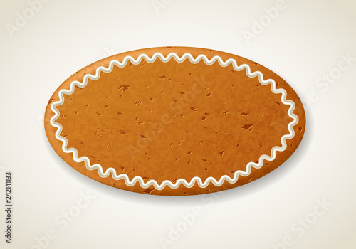 Vector realistic banner frame signage banner, made of realistic Christmas gingerbread, decorated with icing, on a white background