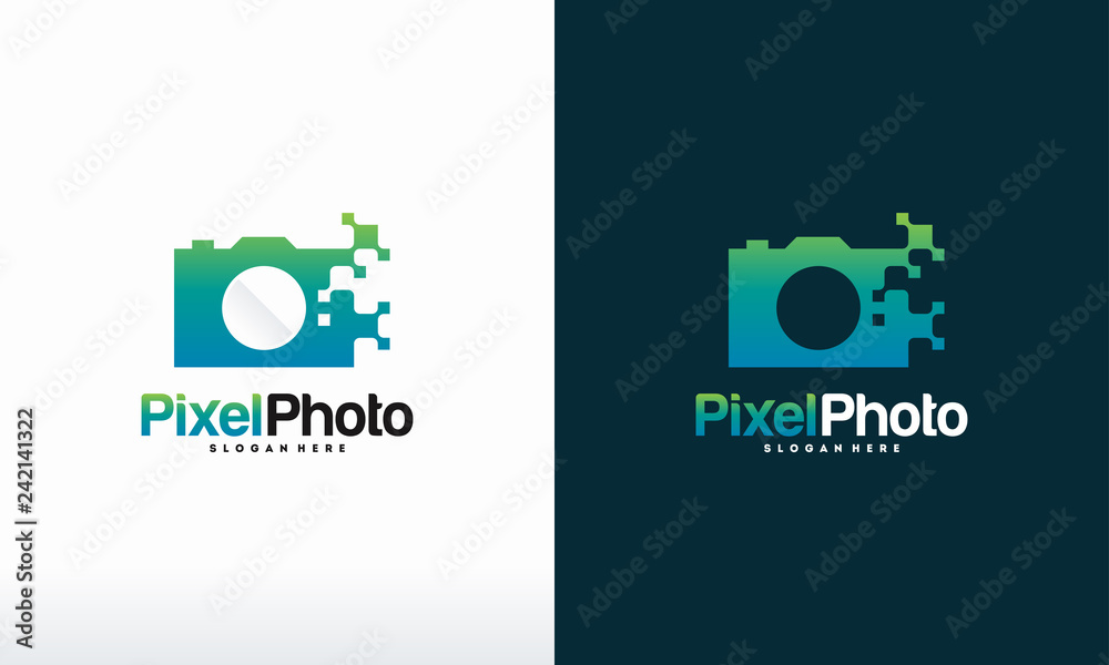 Pixel Photography logo designs concept vector, Pixel Camera logo symbol ...