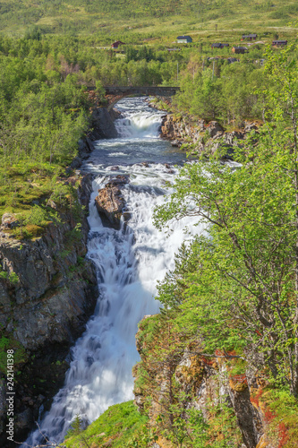 The Bjoreio River with bridge just before the Voringfossen