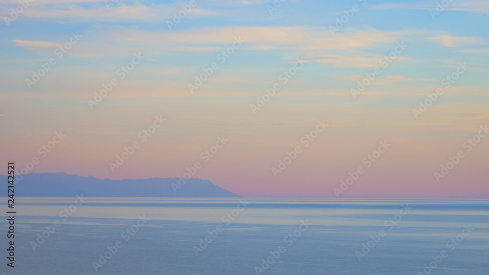 Elegant pastel colorful sky in Baikal Lake, Olkhon Island Russia