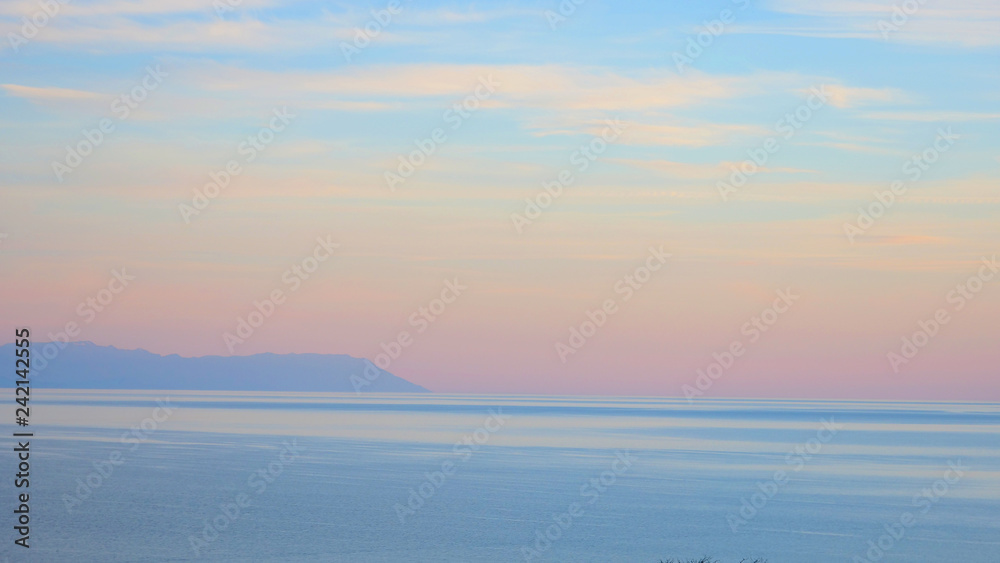 Fototapeta premium Elegant pastel colorful sky in Baikal Lake, Olkhon Island Russia