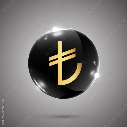 Glossy Rounded Button with Turkish Lira sign