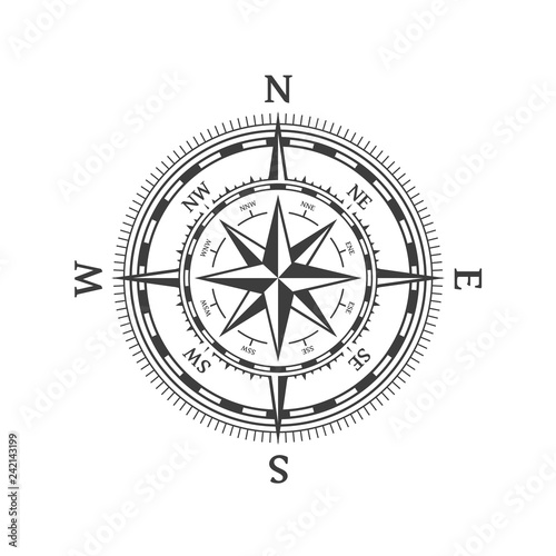 Black vector wind rose.