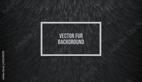 Abstract black furry background, imitation synthetic fur. Vector texture