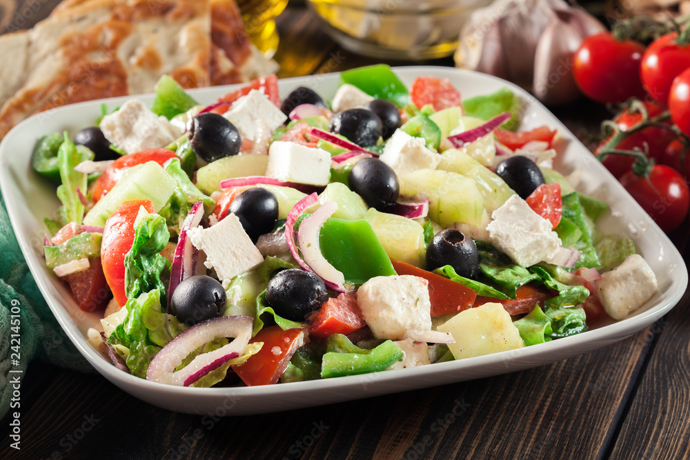 Greek salad with fresh vegetables Greek salad with fresh vegetables