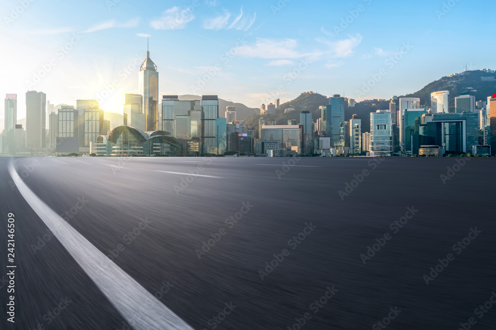 Air highway asphalt road and office building of commercial building in modern city Air highway asphalt road and office building of commercial building in modern city
