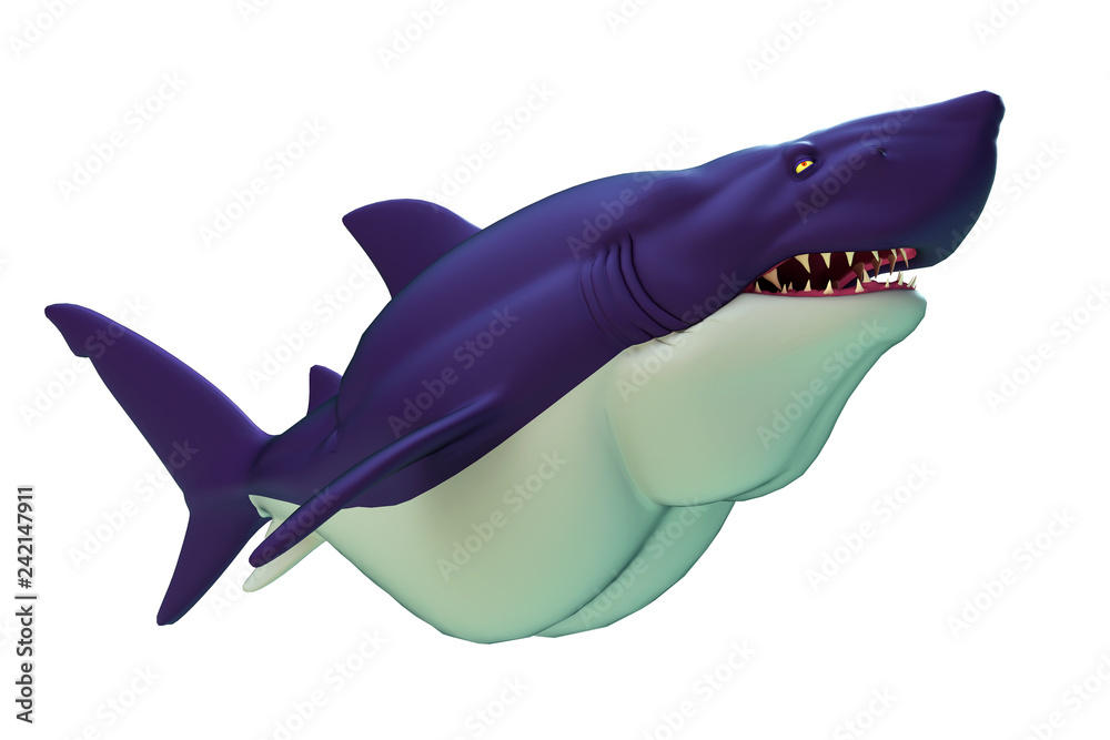 Fototapeta premium shark cartoon on white background