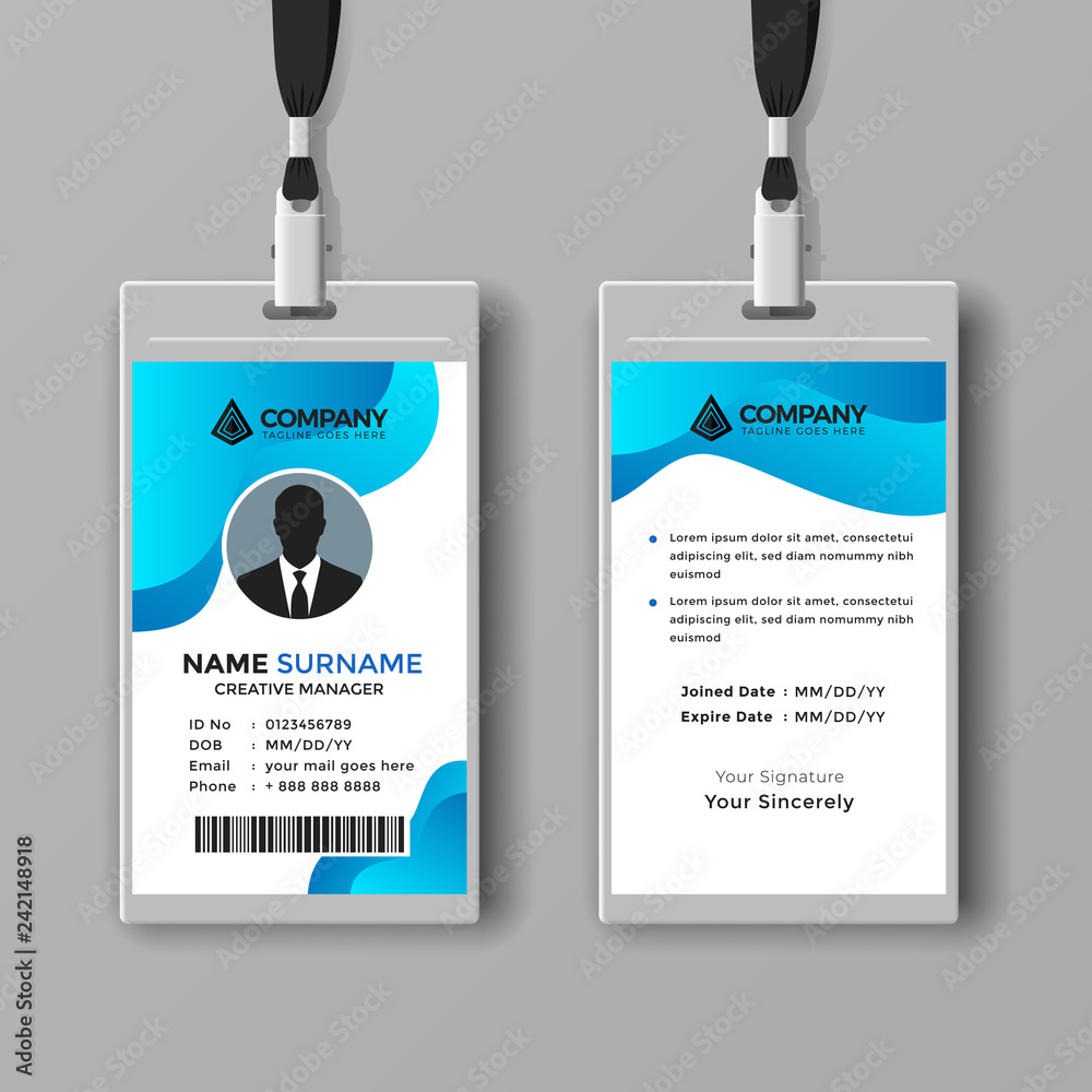 Light blue corporate ID card design template Stock Vector | Adobe Stock