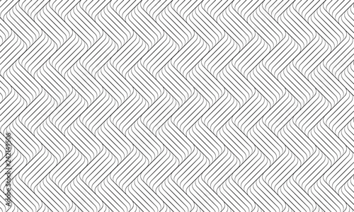 Linear waves pattern on white background, Abstract black line stripes