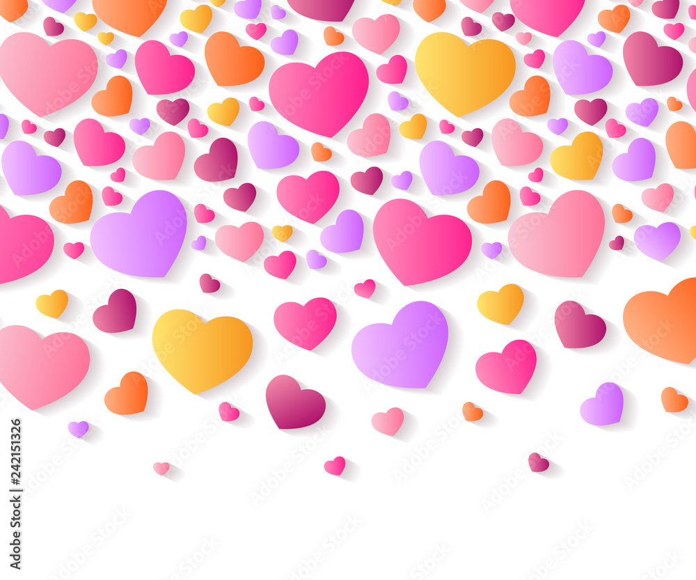 St. Valentine's day background. Vector illustration with colorful hearts. Good for greeting cards, banners, stickers and posters.