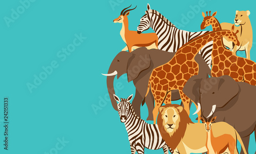 Background with African savanna animals.