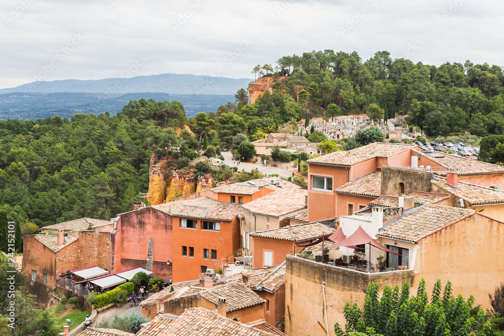 View of Rousillon landscape in Provence, France