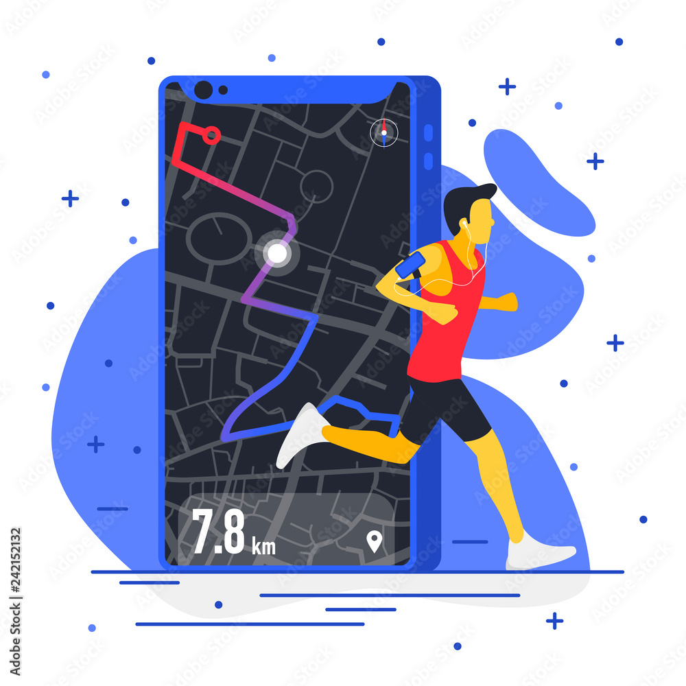 vector image of a schematic map of the city, streets, the trajectory of ...