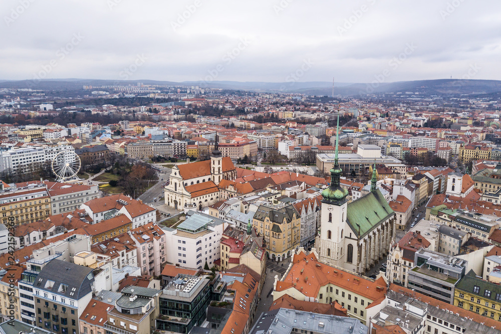 Cityscape of Brno in Czech Republic. Aerial view
