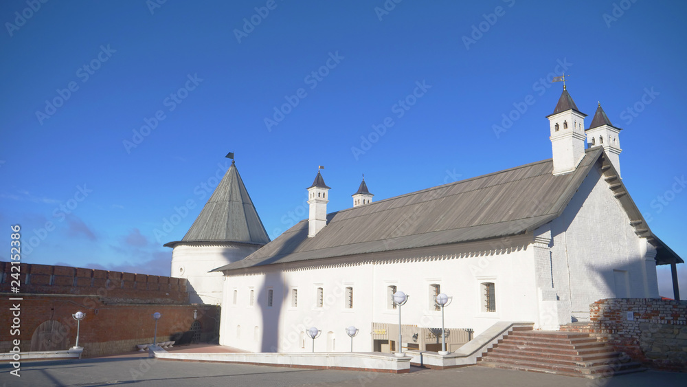Historic and Architectural Complex of the Kazan Kremlin with blue sky in Kazan Russia