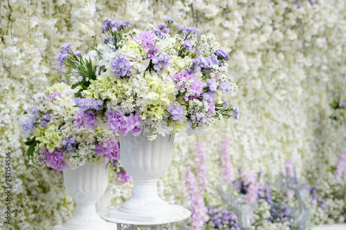 wedding backdrop with flower and decoration