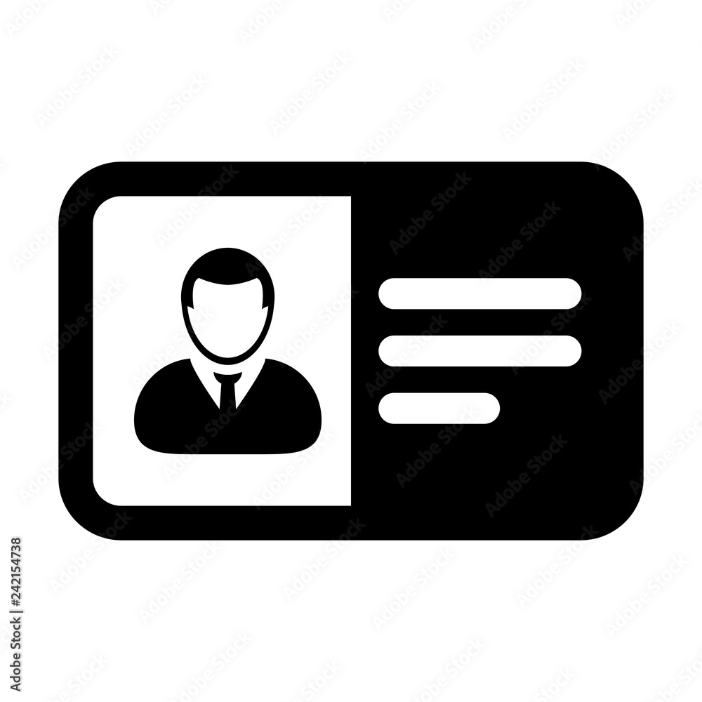 Employee icon vector male user person profile avatar symbol with identity card in flat color glyph pictogram illustration Employee icon vector male user person profile avatar symbol with identity card in flat color glyph pictogram illustration