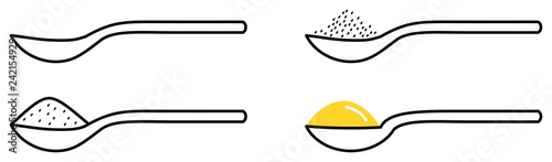 Spoon / Spoonful icon. Empty and three full versions.