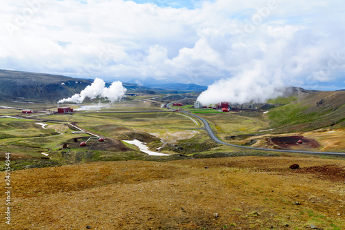 Krafla volcano and a geothermal power station