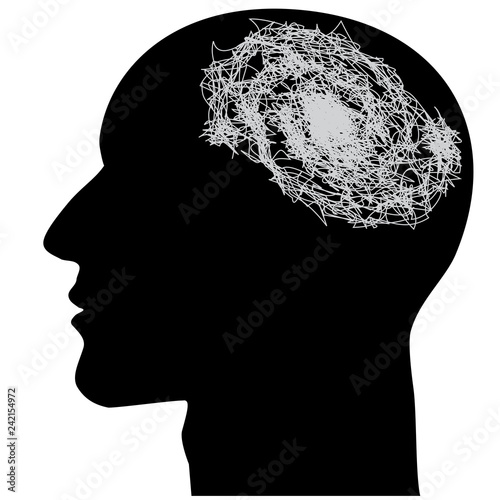 People-Silhouette Head with Scrammbled Brains