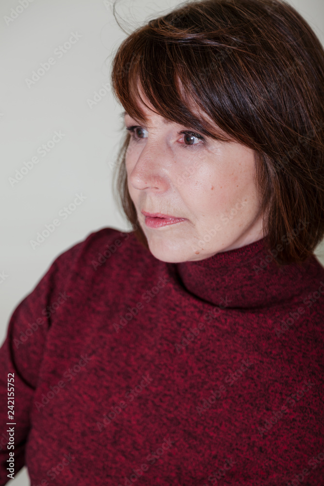 Strange mood. Close-up portrait old woman with thoughtful look Strange mood. Close-up portrait old woman with thoughtful look