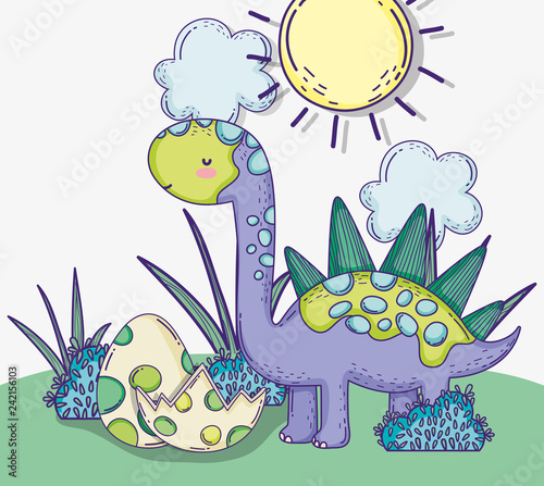 stegosaurus wildlife animal with dino eggs