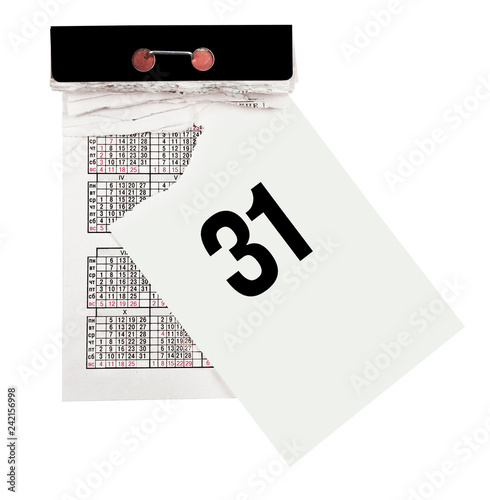 Tear-off calendar with the last day of the outgoing year 