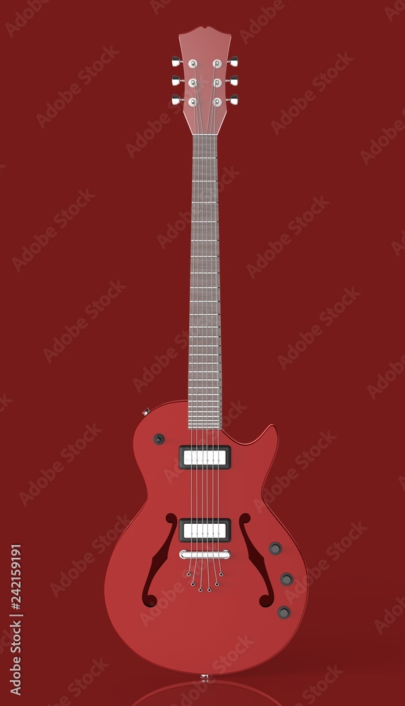 セミアコギター 赤背景 正面 Stock イラスト Adobe Stock