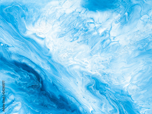 Blue creative abstract hand painted background, marble texture, abstract ocean