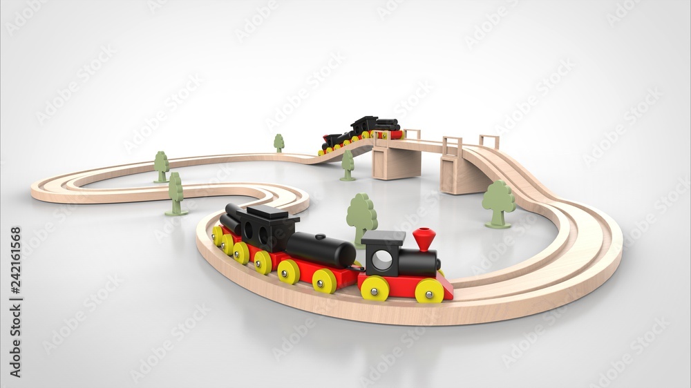 おもちゃのレールと電車 正面 Stock イラスト Adobe Stock
