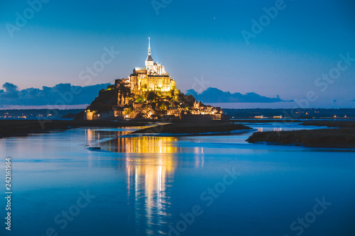 Mont Saint-Michel at twilight, Normandy, France