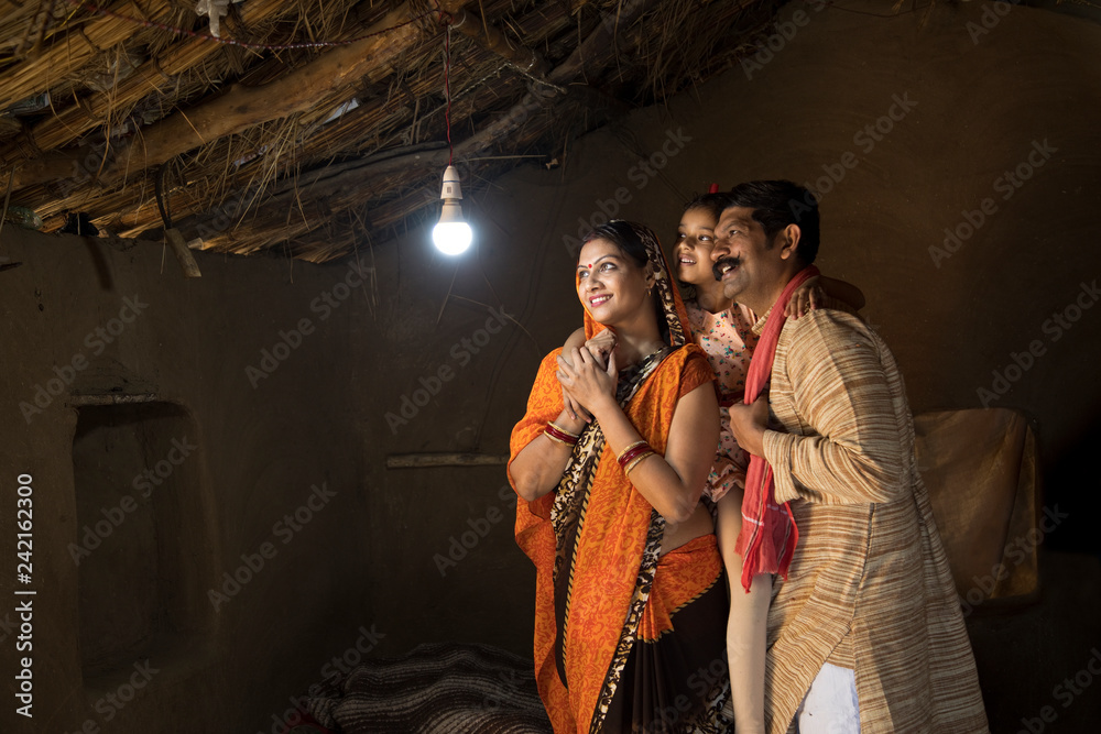 Rural Indian family delighted on electricity reaching their home